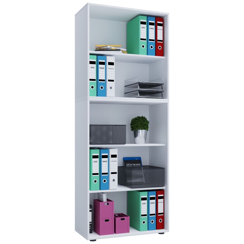 Produktabbildung: VCM Büroregal Lona, 5 Fächer, HxBxT 1.780 x 700 x 400 mm, weiß
