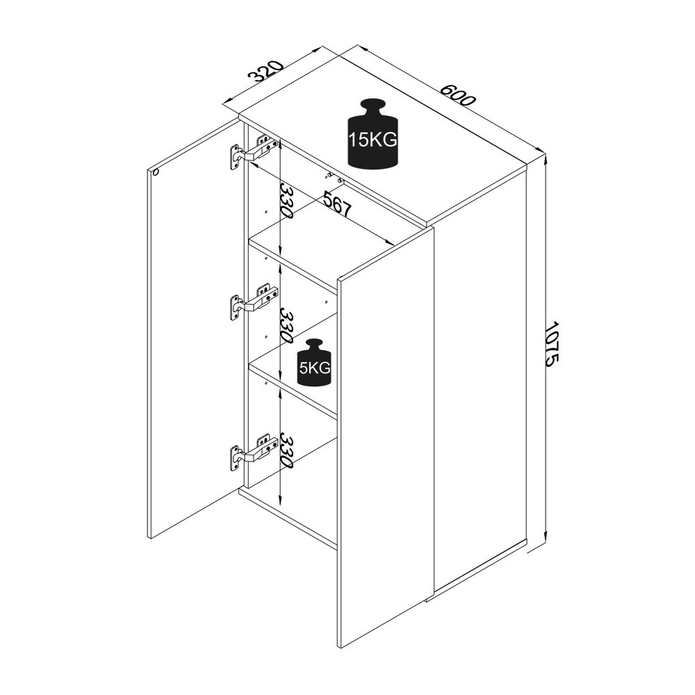 Produktabbildung Nr. 6: VCM Büroschrank Dalosa 3-Fach, weiß