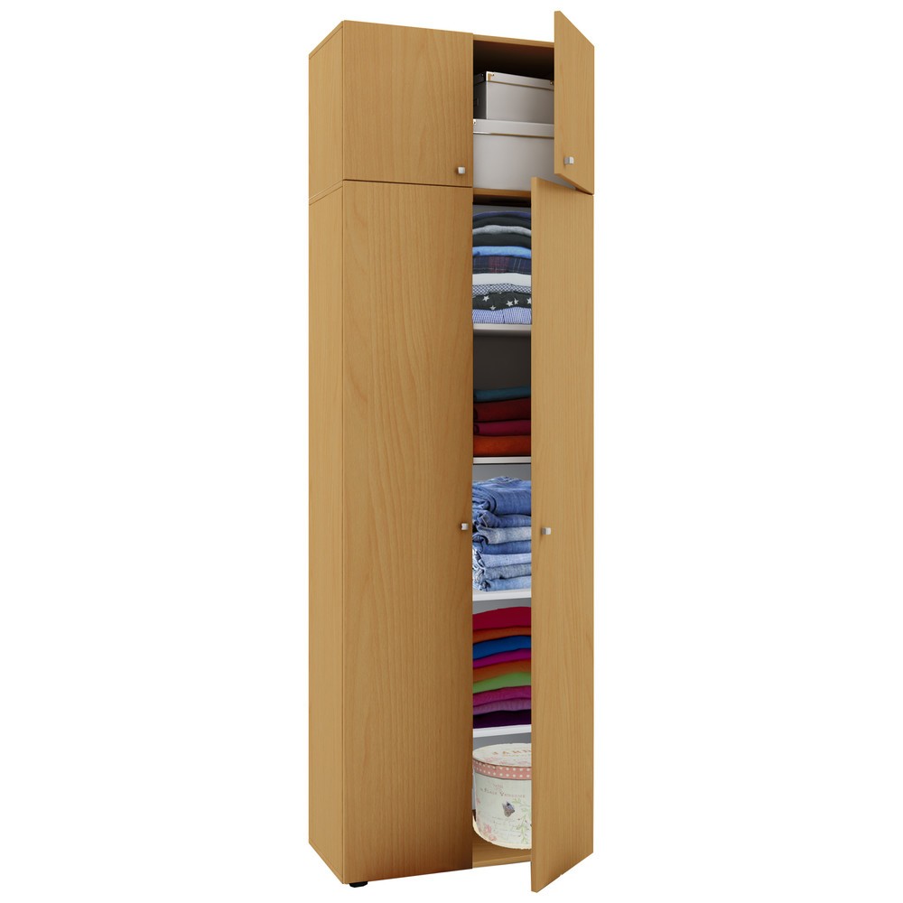 Produktabbildung: VCM Büroschrank Vandol I, mit Türen und Aufsatz, Buche