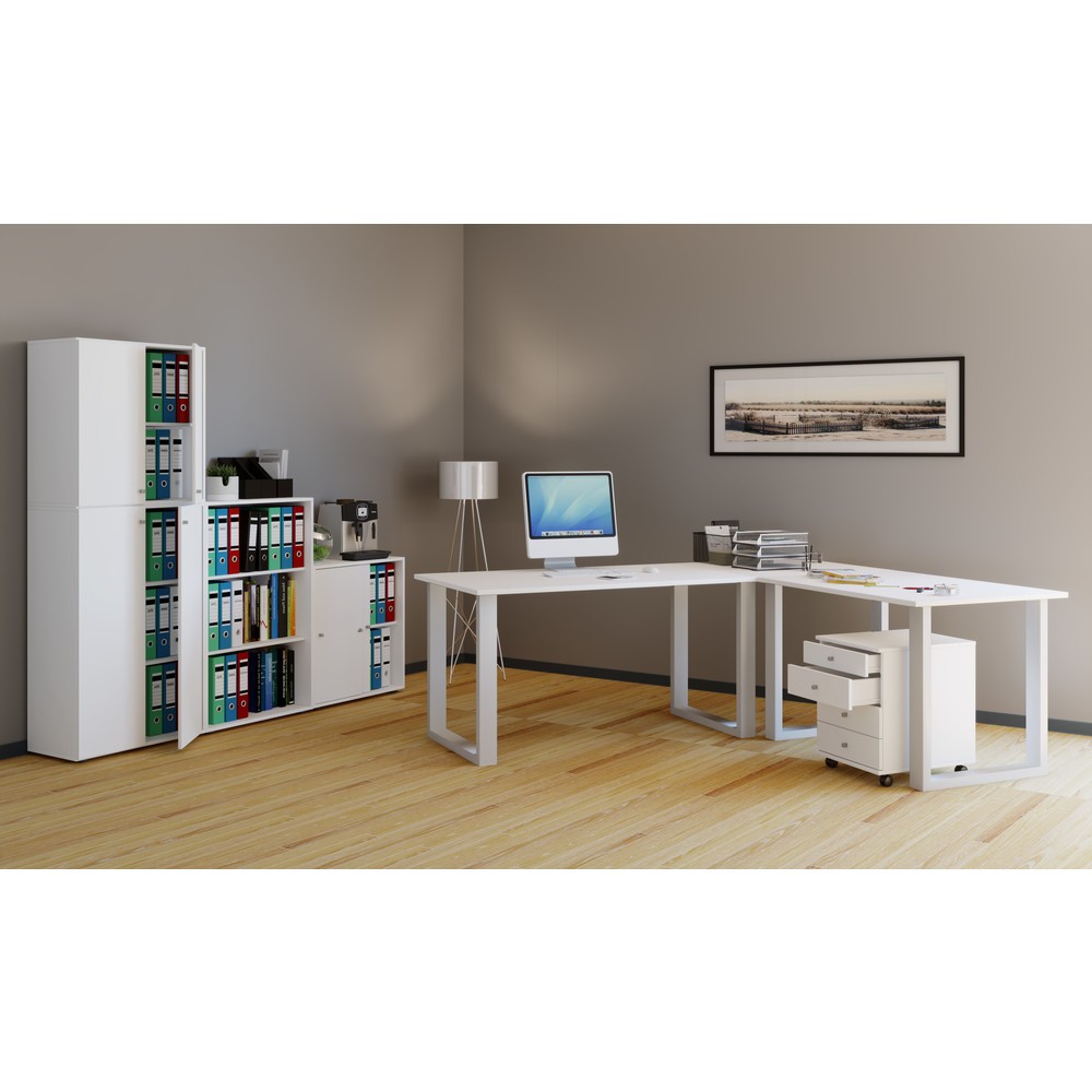 Produktabbildung Nr. 3: VCM Büro-Eckschreibtisch Lona, U-Fußgestell, Tischplatten BxT 2.200 x 800 und 2.200 x 800 mm, weiß