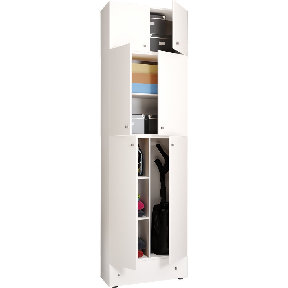 Produktabbildung: VCM Putzschrank Lona XXL Drehtüren, mit Aufsatz u. Schublade, weiß