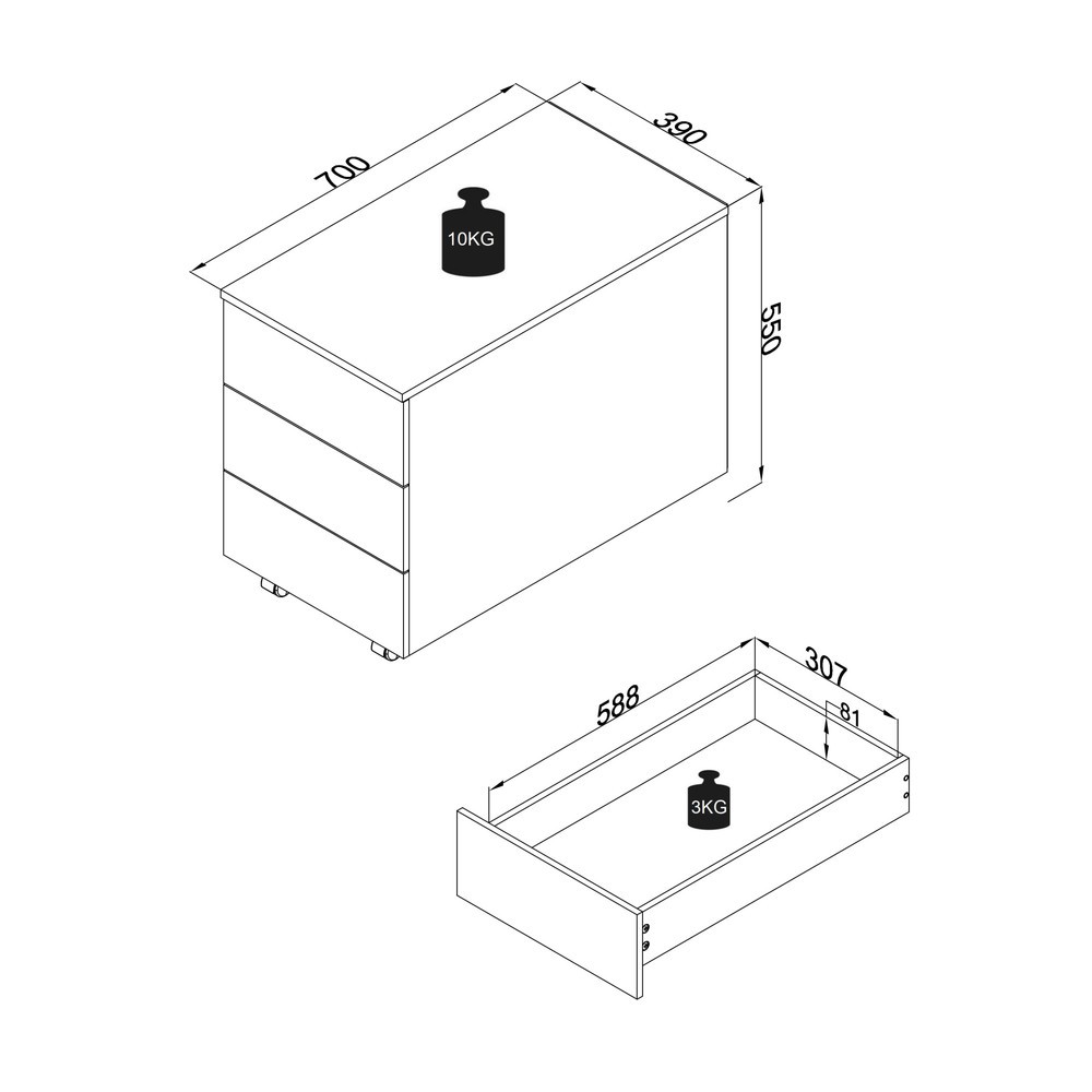 Produktabbildung Nr. 2: VCM Rollcontainer Dalosa 70 3-SB, Honig-Eiche