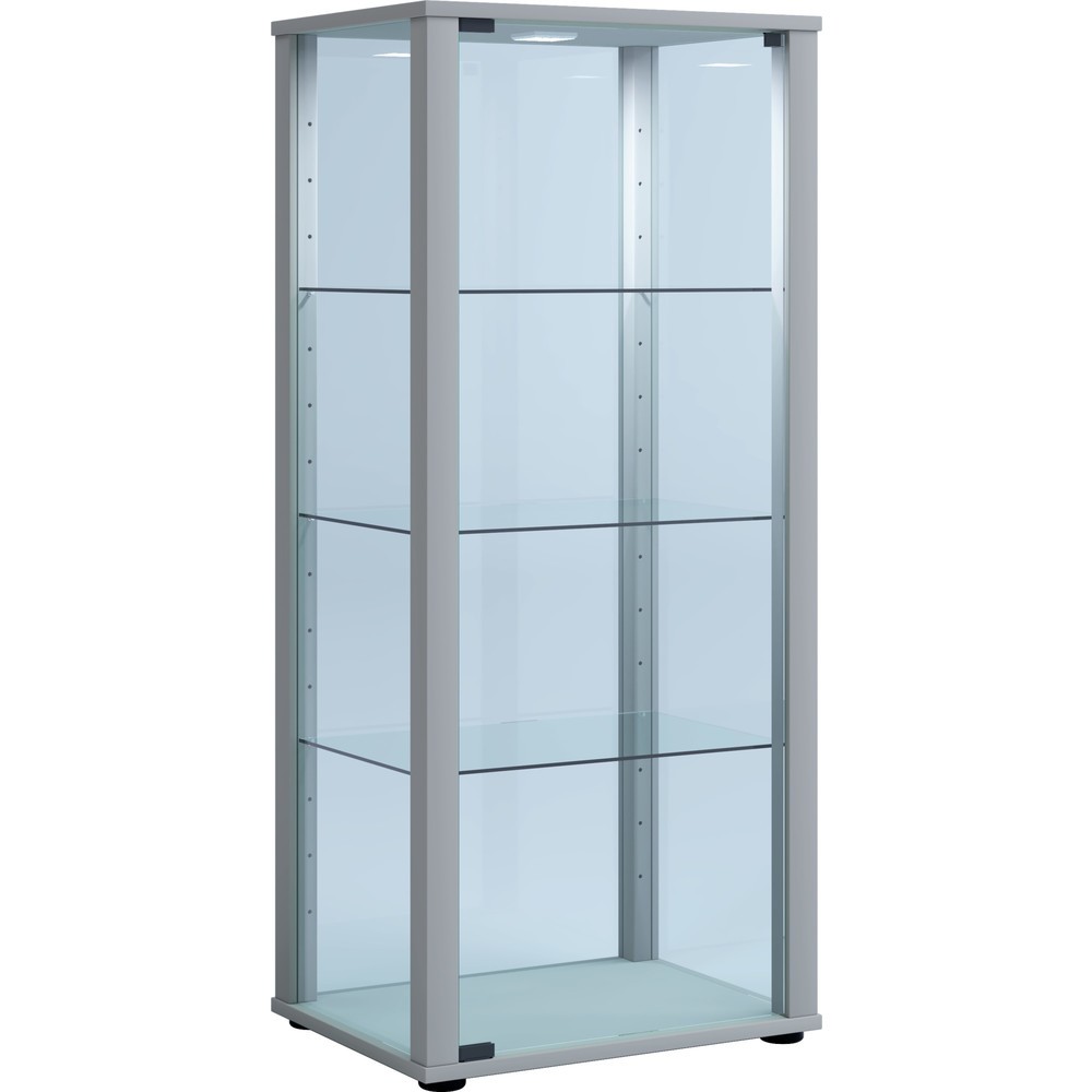 Produktabbildung: VCM Standvitrine Kavisa M, silber