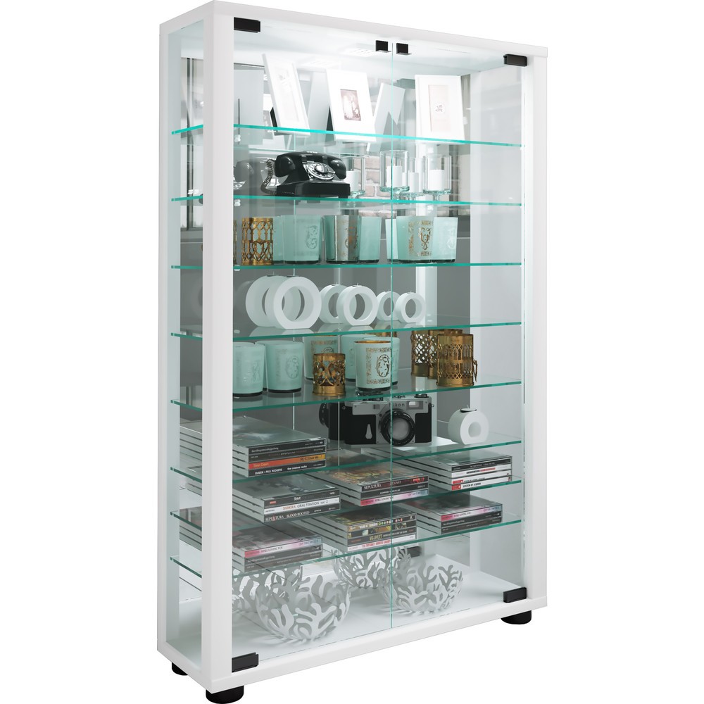 Produktabbildung Nr. 5: VCM Standvitrine Lumo Mini mit Spiegel, weiß