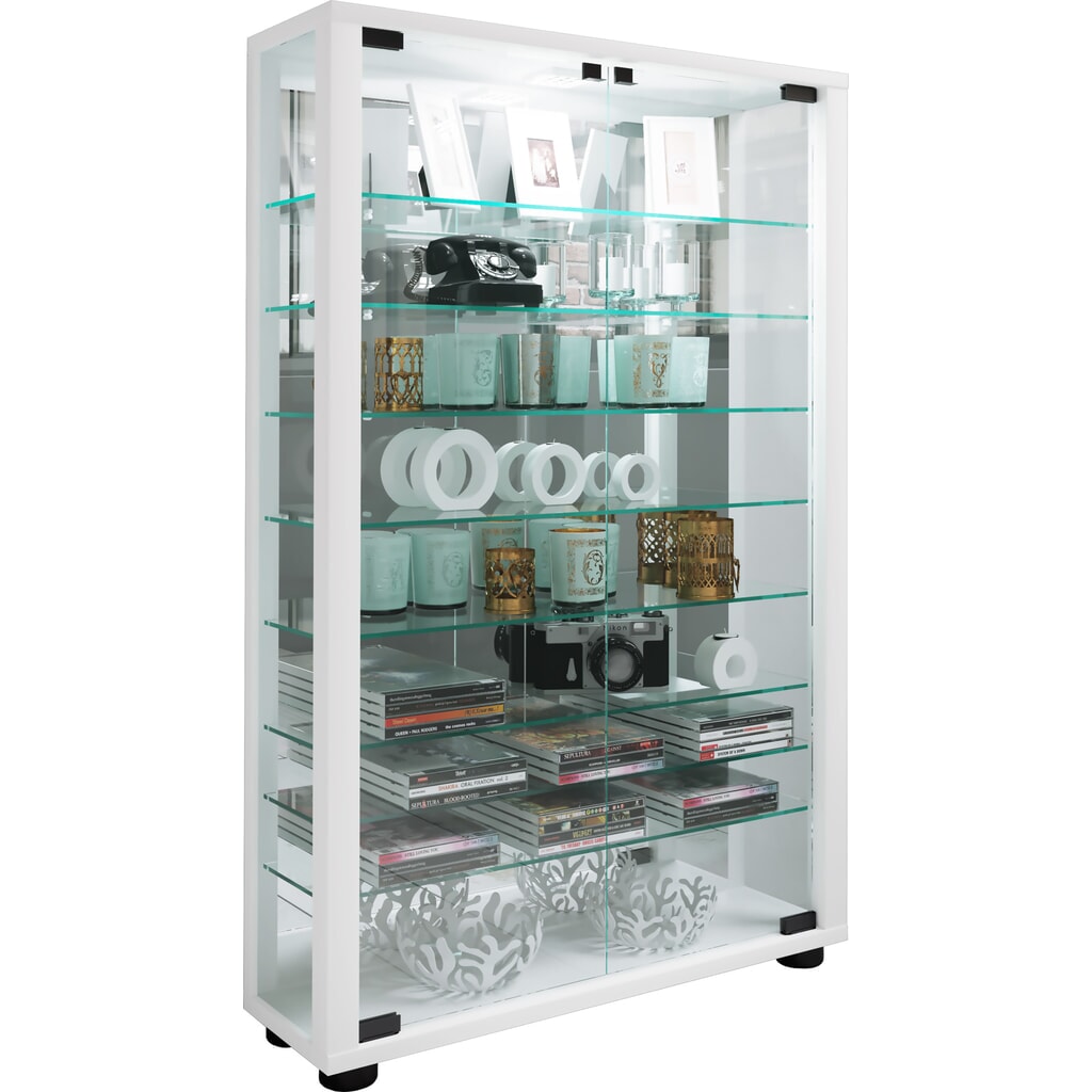 Produktabbildung Nr. 5: VCM Standvitrine Lumo Mini mit Spiegel, inkl. LED-Beleuchtung, weiß