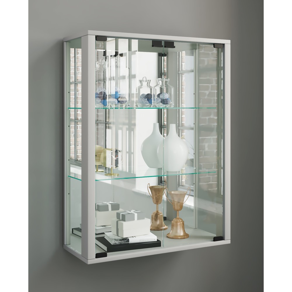 Produktabbildung Nr. 3: VCM Wandvitrine Udina mit Spiegel, inkl. LED-Beleuchtung, silber