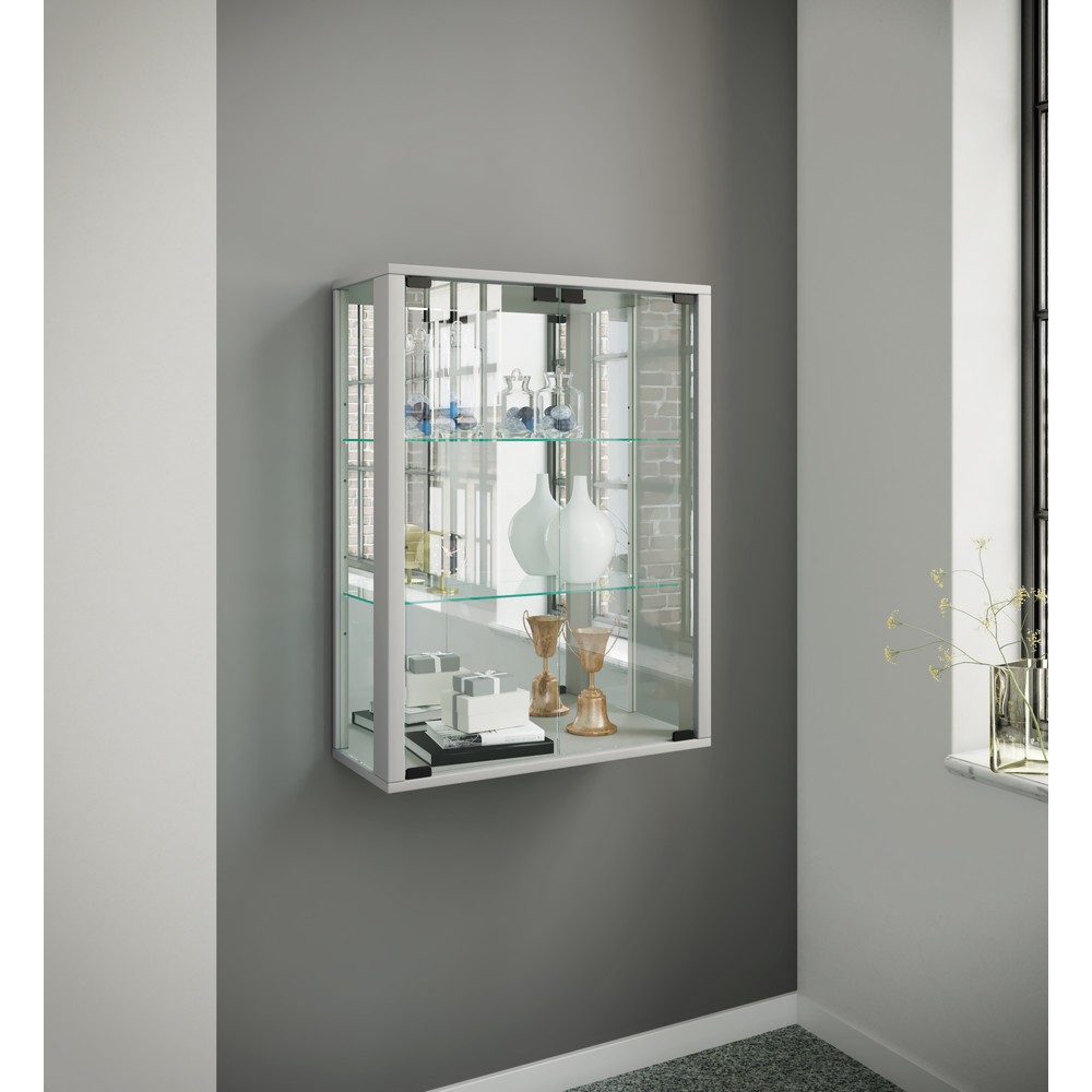 Produktabbildung Nr. 4: VCM Wandvitrine Udina mit Spiegel, inkl. LED-Beleuchtung, silber