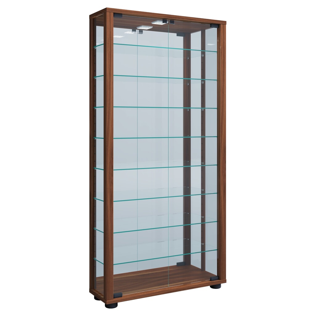 Produktabbildung: VCM Wandvitrine Vitrosa Maxi mit Spiegel, Kern-Nussbaum