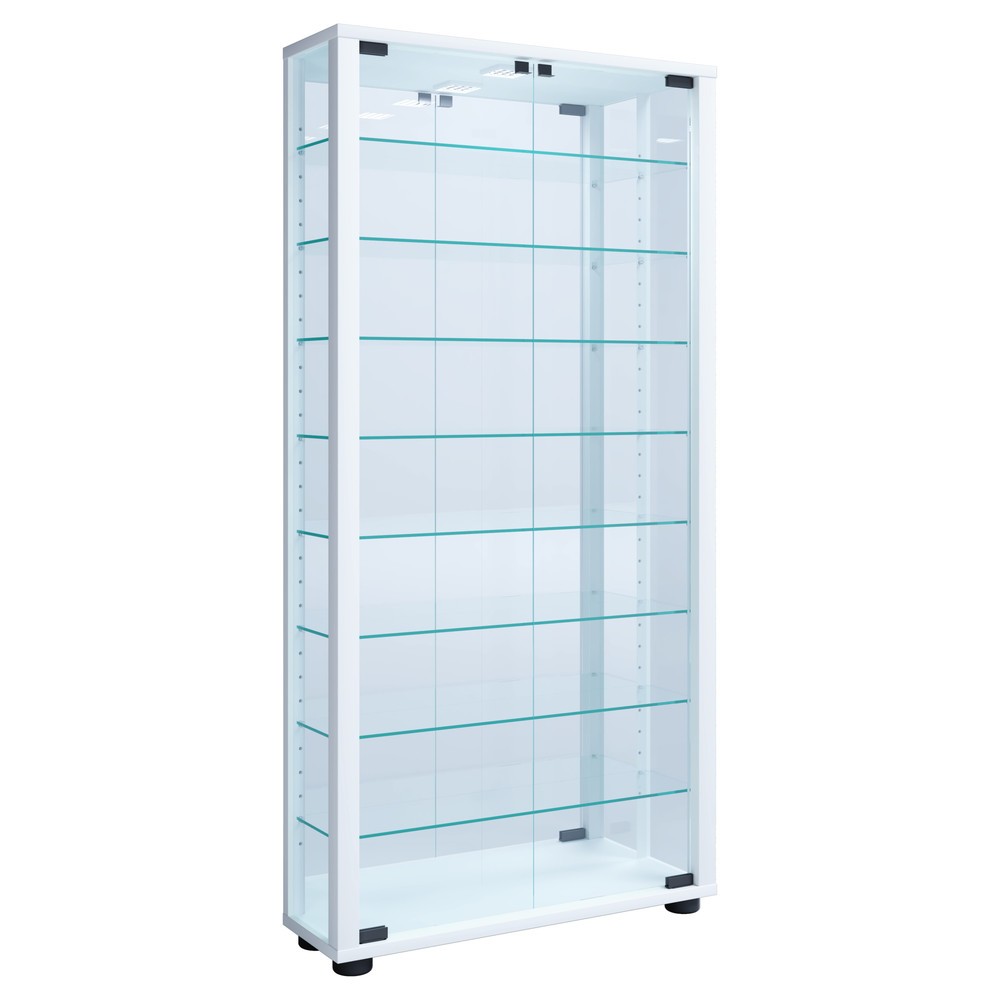 Produktabbildung: VCM Wandvitrine Vitrosa Maxi mit Spiegel, inkl. LED-Beleuchtung, weiß