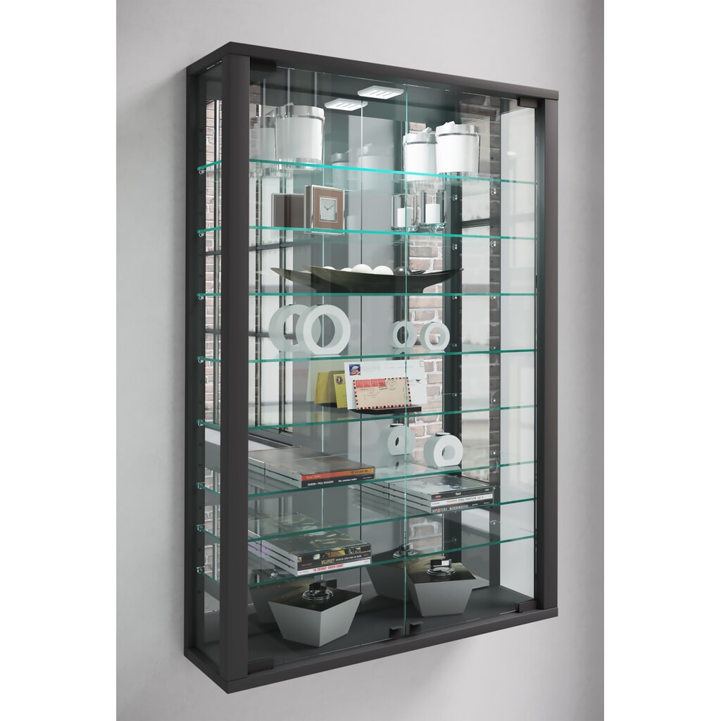 VCM Wandvitrine Vitrosa Mini mit Spiegel , schwarz Produktabbildung Nr. 3: VCM Wandvitrine Vitrosa Mini mit Spiegel , schwarz