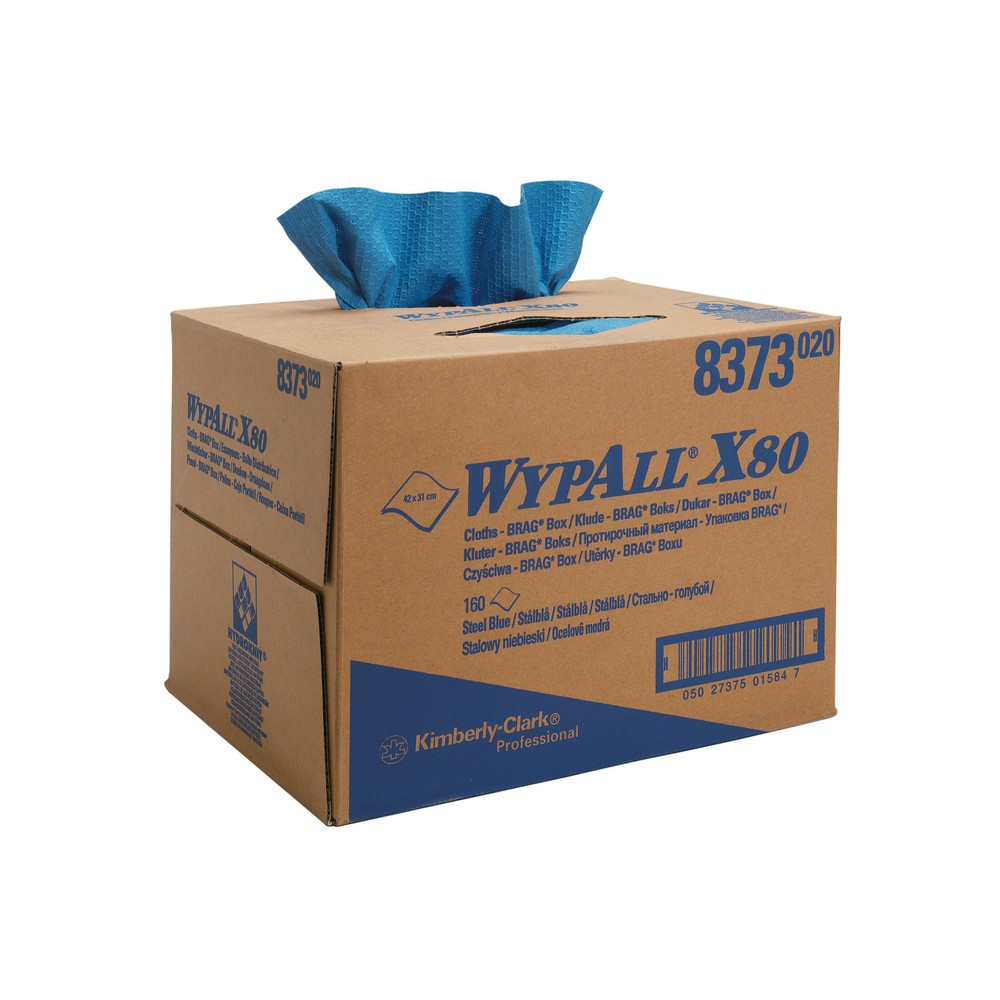 Product afbeelding: Poetsdoekjes WYPALL X80, hxb 427 x 318 mm, BRAG Box, staalblauw