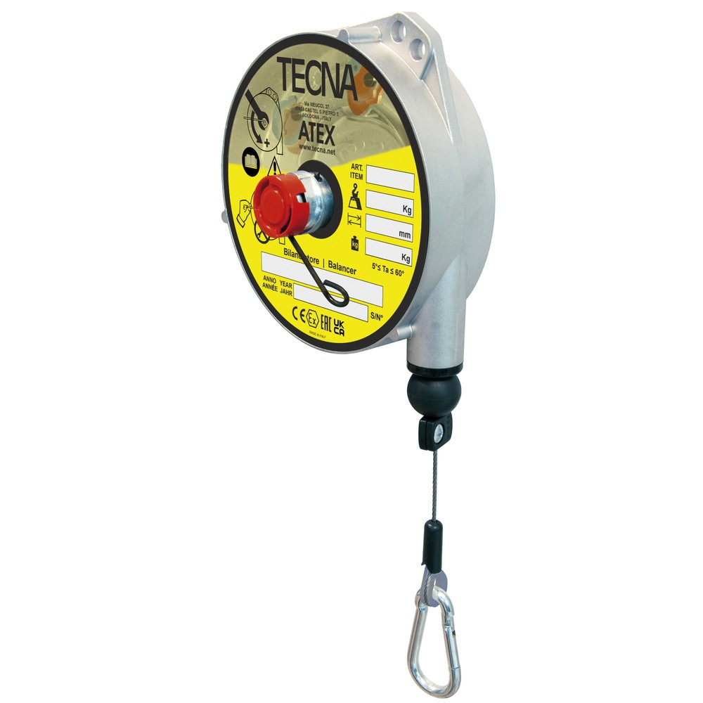 Product afbeelding: Veerbalancer, voor explosieveilige zones, met vergrendeling, aluminium behuizing, uittrek 2,5 m, draagvermogen 2-4 kg