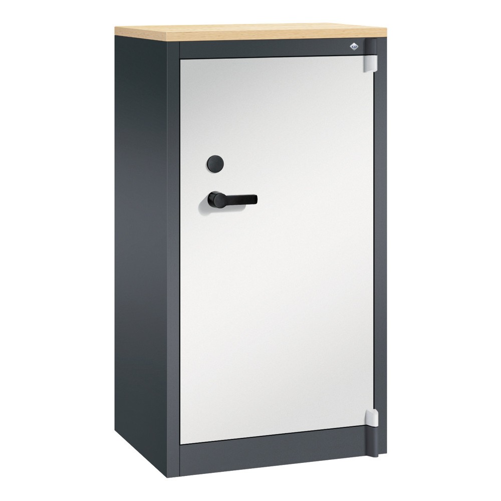 Product afbeelding: Veiligheidsdraaideurkast C+P, 3 OH, hxbxd 1.226 x 650 x 500 mm, zwartgrijs/lichtgrijs, Esdoorn