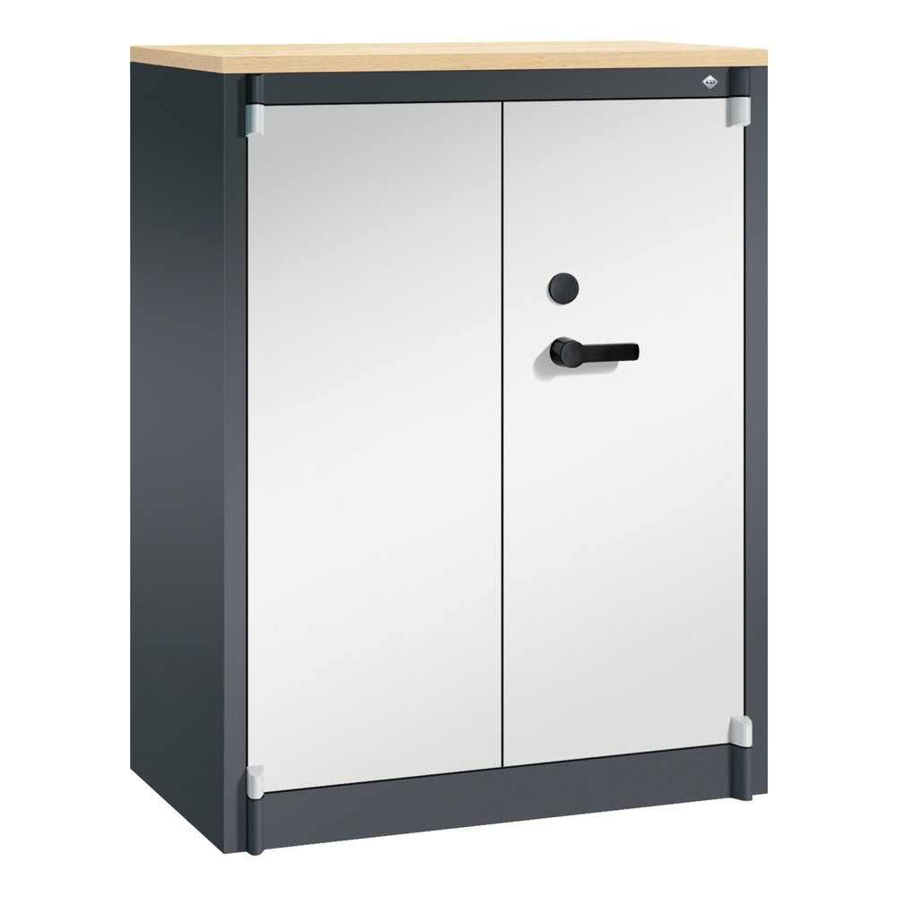 Product afbeelding: Veiligheidsdraaideurkast C+P, 3 OH, hxbxd 1.226 x 930 x 500 mm, zwartgrijs/lichtgrijs, Esdoorn