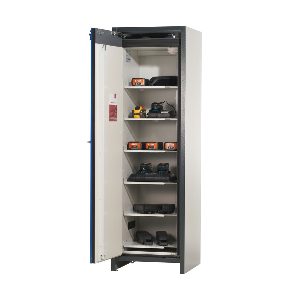 Productafbeelding nr. 6: asecos® accu-veiligheidskast type 90 voor lithium-ion batterijen ION-CORE-STORE, hxbxd 1.953 x 599 x 615 mm, 6x geïsoleerde legborden, 1x bodemlekbak