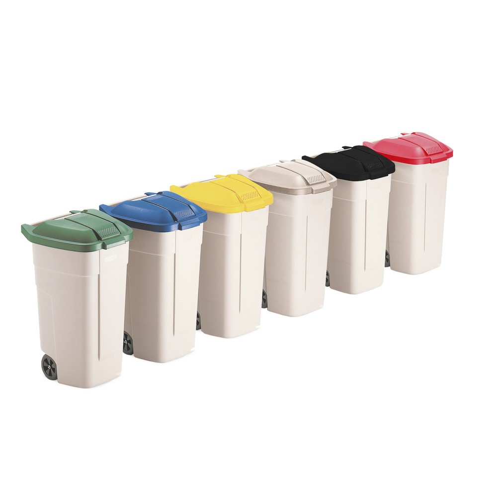 Obrázek produktu: Kontejner na odpad Rubbermaid®, 100 litrů, kolečka, víko žluté