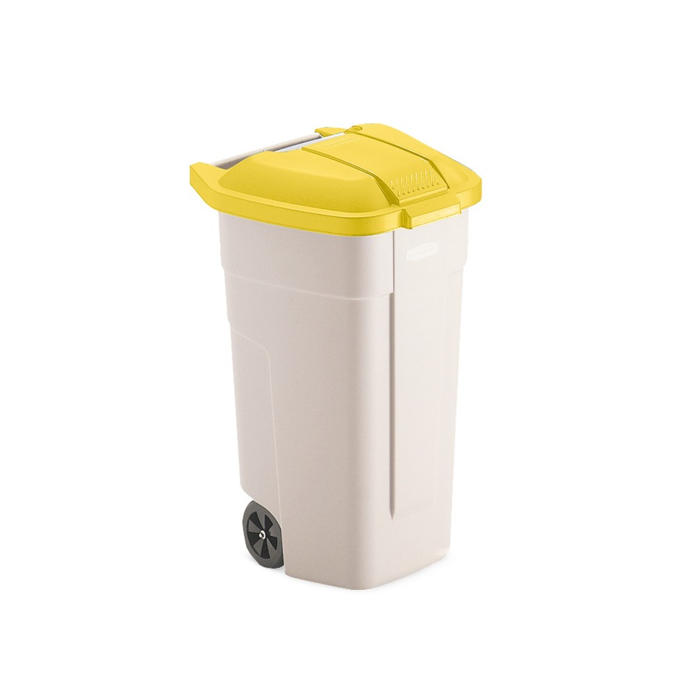 Číslo obrázku produktu 3: Kontejner na odpad Rubbermaid®, 100 litrů, kolečka, víko žluté