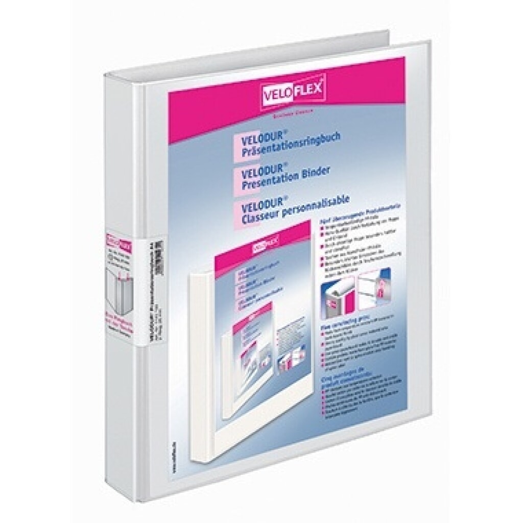 Veloflex Präsentationsringbuch VELODUR 4141190 4Ringe 40mm ws Produktabbildung: Veloflex Präsentationsringbuch VELODUR 4141190 4Ringe 40mm ws