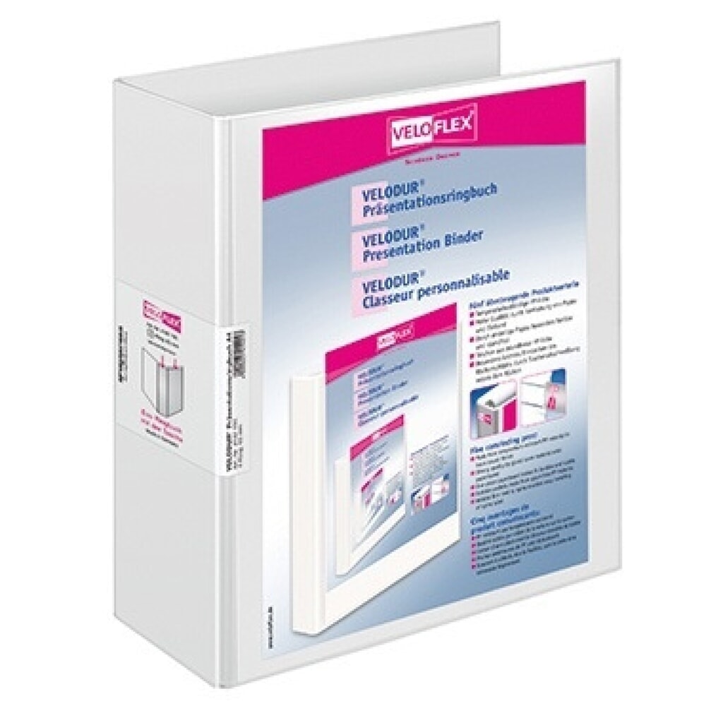 Veloflex Präsentationsringbuch VELODUR 4142190 A4 60mm weiß Produktabbildung: Veloflex Präsentationsringbuch VELODUR 4142190 A4 60mm weiß