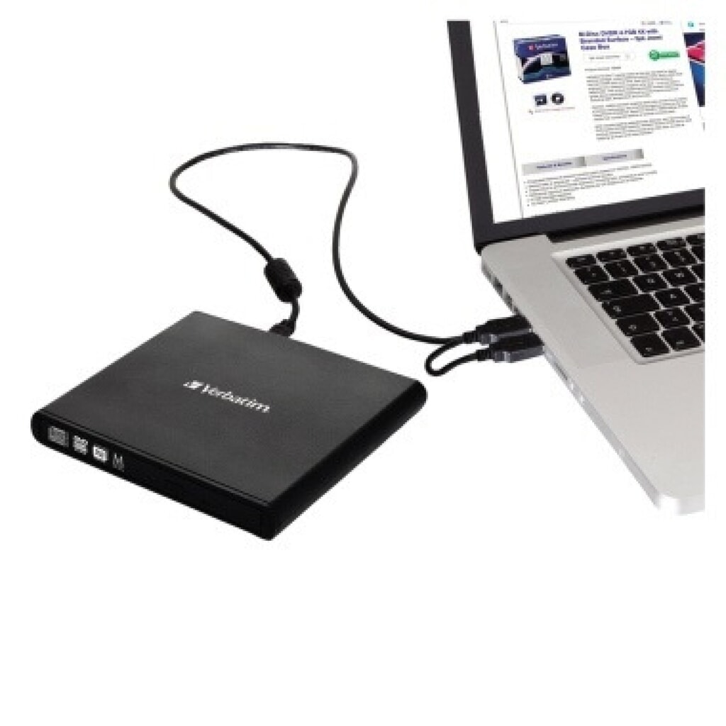 Verbatim DVD Brenner 98938 USB 2.0 6x/8x/24x extern schwarz Produktabbildung Nr. 2: Verbatim DVD Brenner 98938 USB 2.0 6x/8x/24x extern schwarz