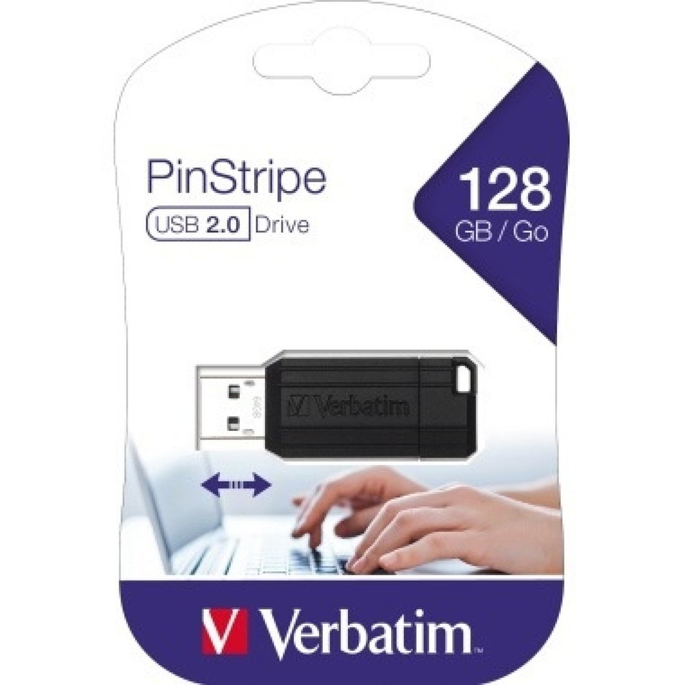 Produktabbildung: Verbatim USB Stick Pin Stripe 49071 128GB schwarz