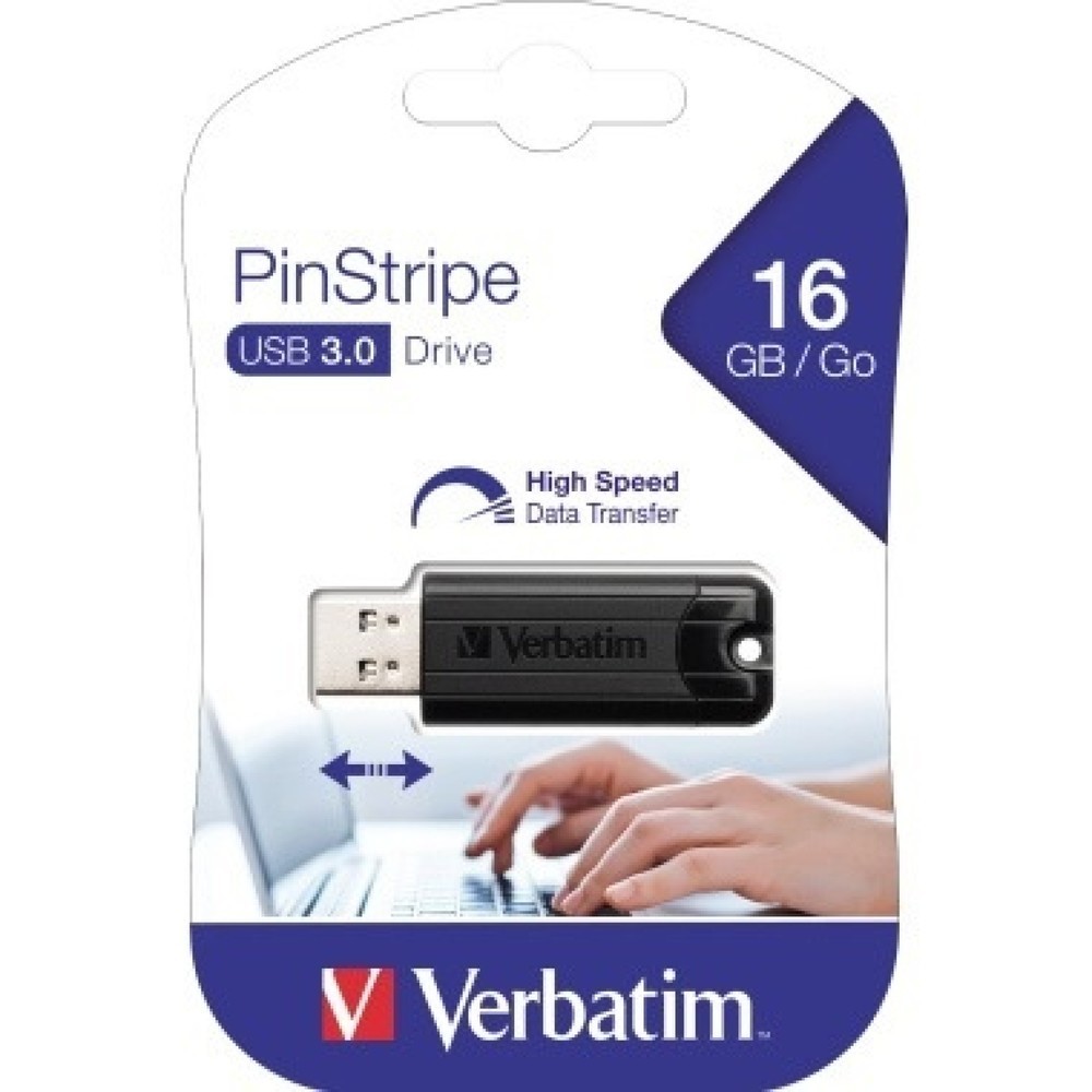 Produktabbildung: Verbatim USB-Stick PinStripe 49316 USB 3.0 16GB schwarz