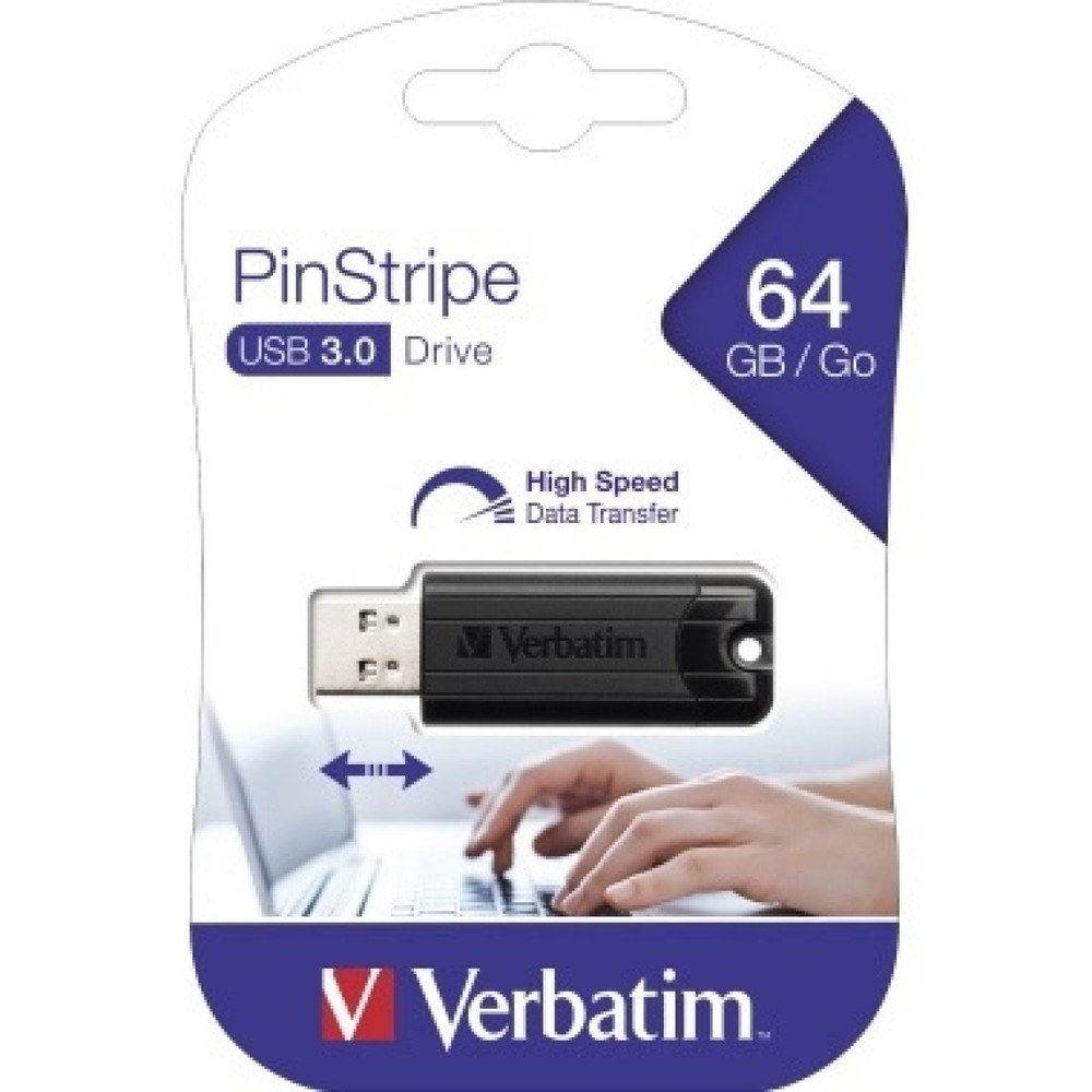 Produktabbildung: Verbatim USB-Stick PinStripe 49318 USB 3.0 64GB schwarz