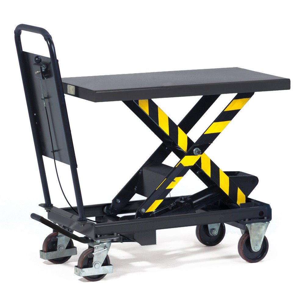 Product afbeelding: Verrijdbare schaarheftafel fetra® met doorschuifbeveiliging, draagvermogen 500 kg, afmetingen 1.010 x 520 mm