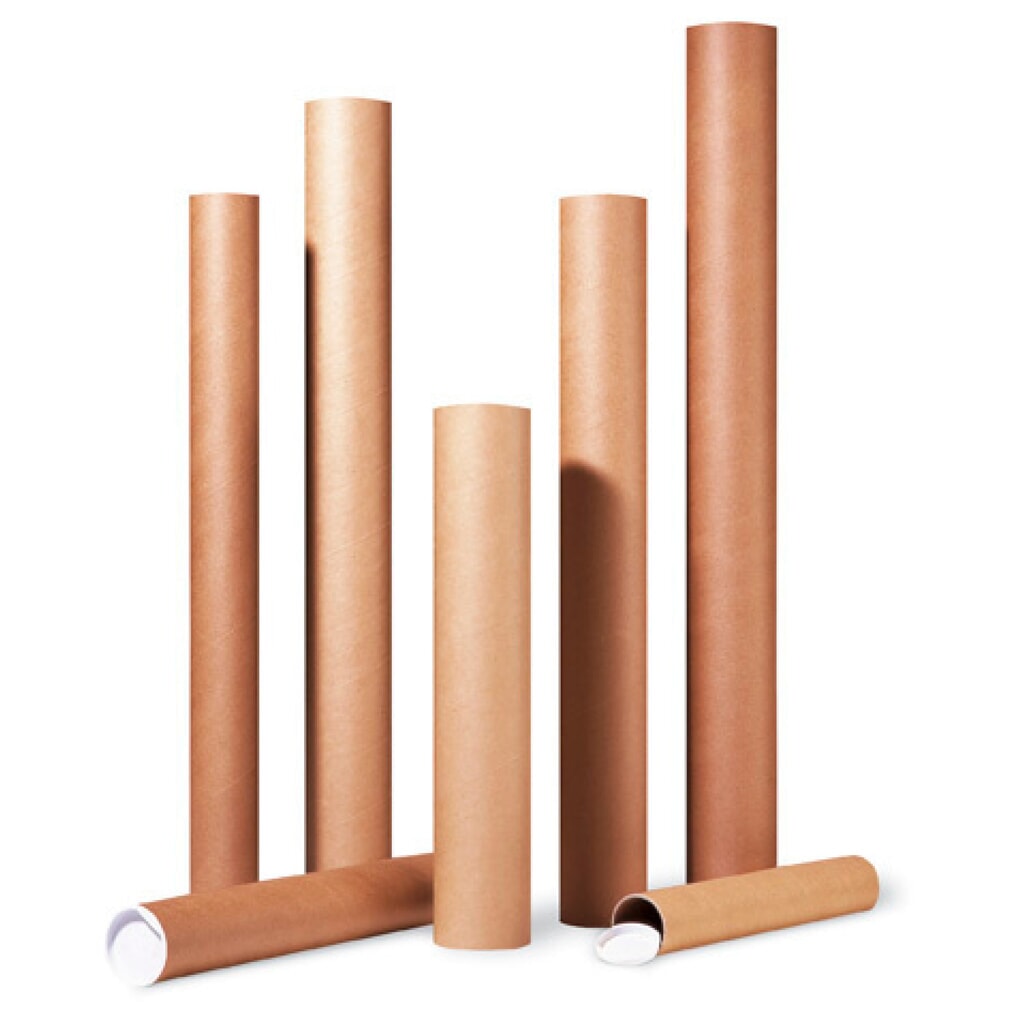 Versandrohre, 60 mm Durchmesser x 430 mm Länge, braun, DIN A2, Wandstärke 2 mm Produktabbildung: Versandrohre, 60 mm Durchmesser x 430 mm Länge, braun, DIN A2, Wandstärke 2 mm
