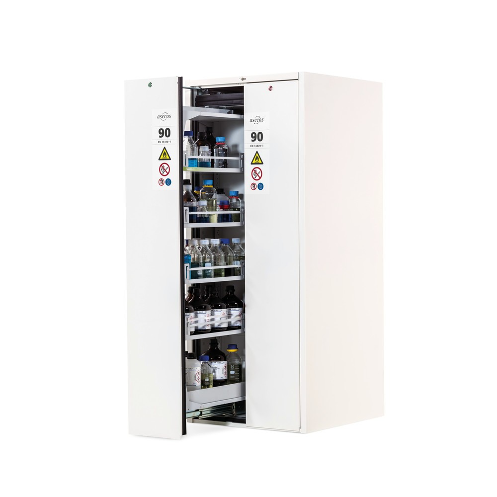 Product afbeelding: asecos® brandveiligheidskast V-MOVE-90 met verticale uittrekfunctie, hxbxd 1.966 x 819 x 860 mm, laboratoriumwit