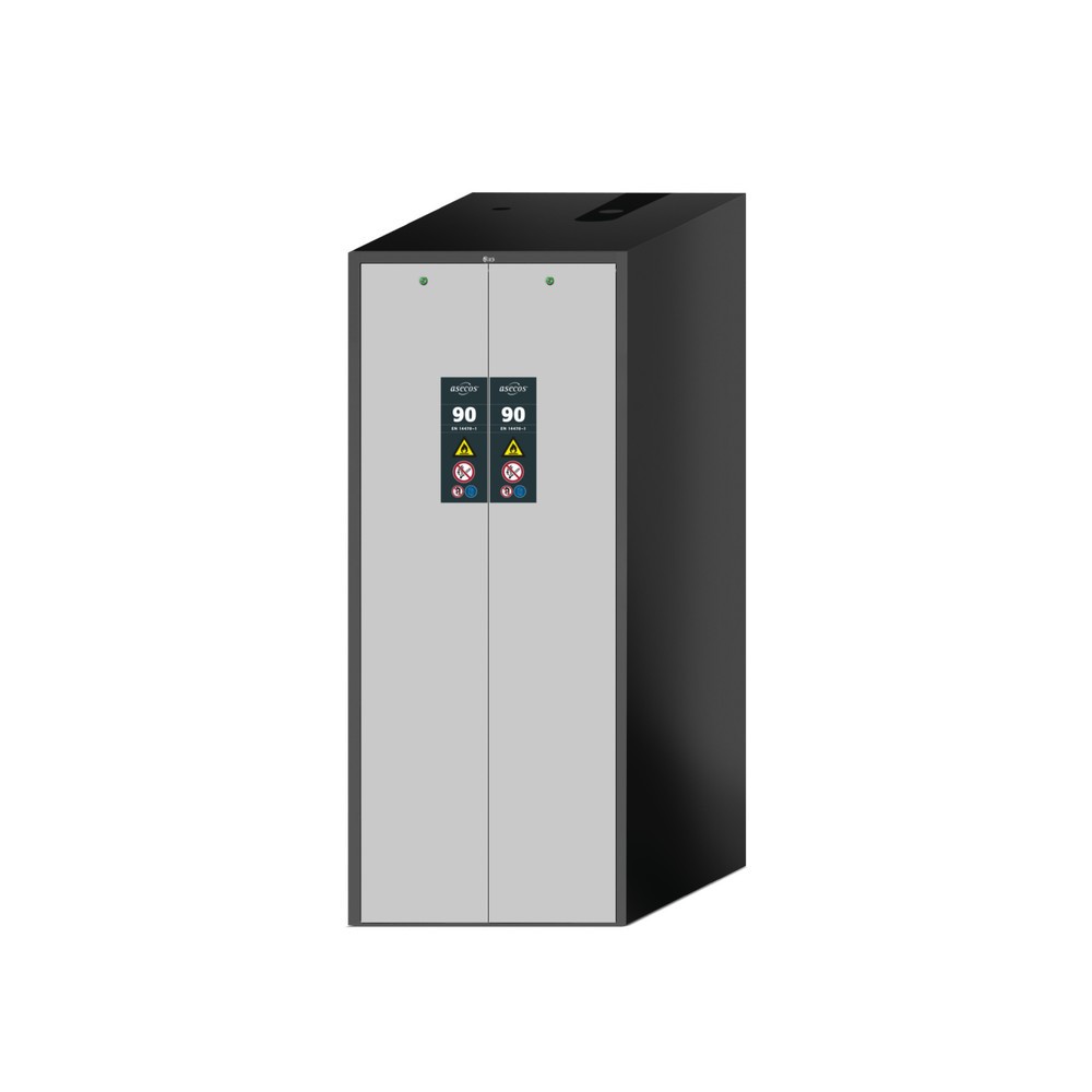 Product afbeelding: asecos® brandveiligheidskast V-MOVE-90 met verticale uittrekfunctie, hxbxd 1.966 x 819 x 860 mm, antraciet, lichtgrijs