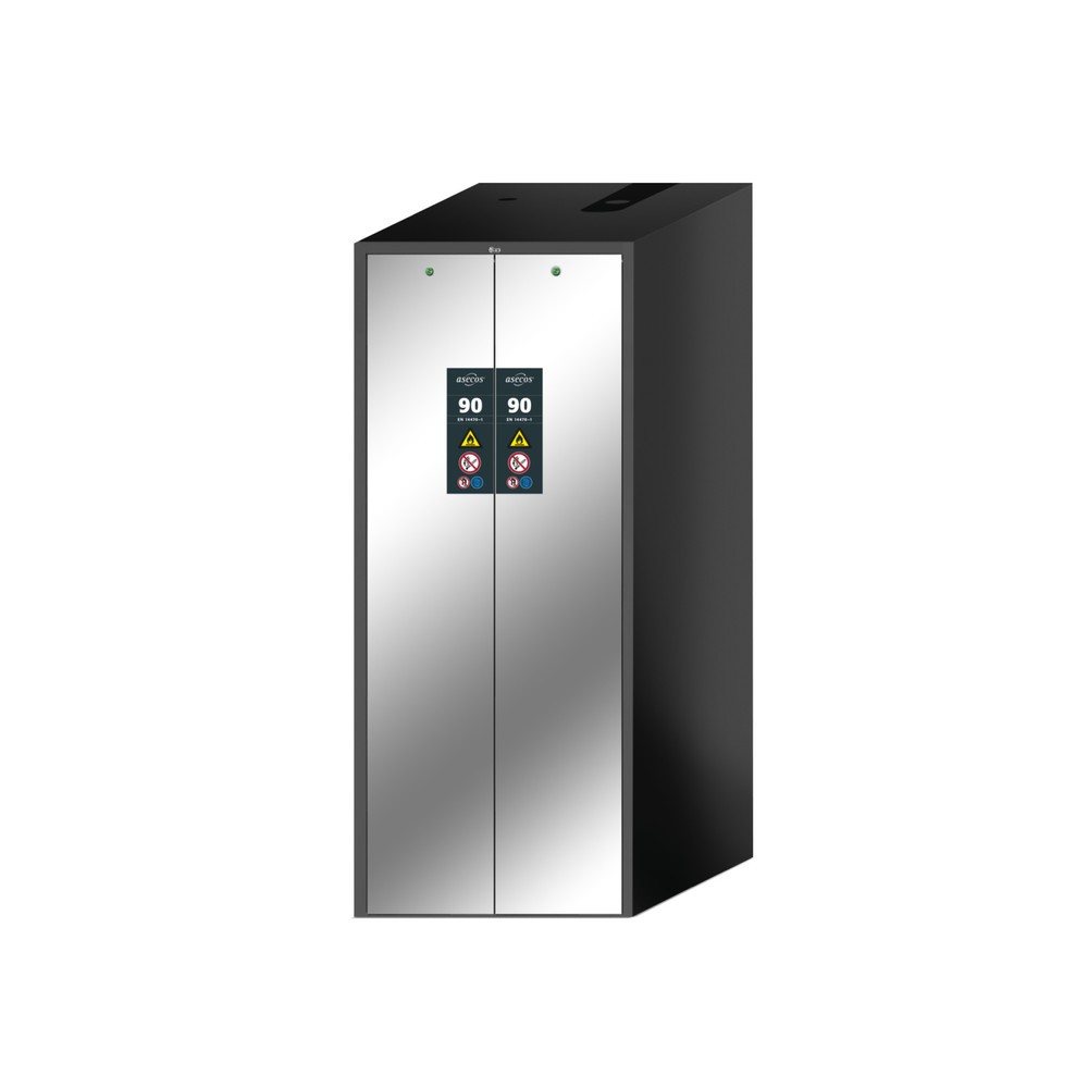 Product afbeelding: asecos® brandveiligheidskast V-MOVE-90 met verticale uittrekfunctie, hxbxd 1.966 x 819 x 860 mm, antraciet, roestvrij staal