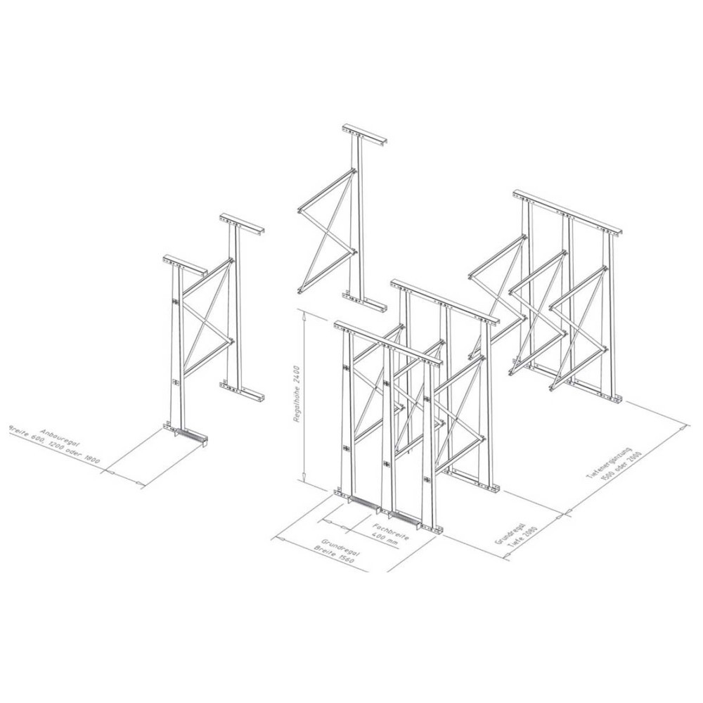 Productafbeelding nr. 2: Verticale platenstandaard VLP, basiselement, hxbxd 2.400 x 1.560 x 2.000 mm, 2 vakken