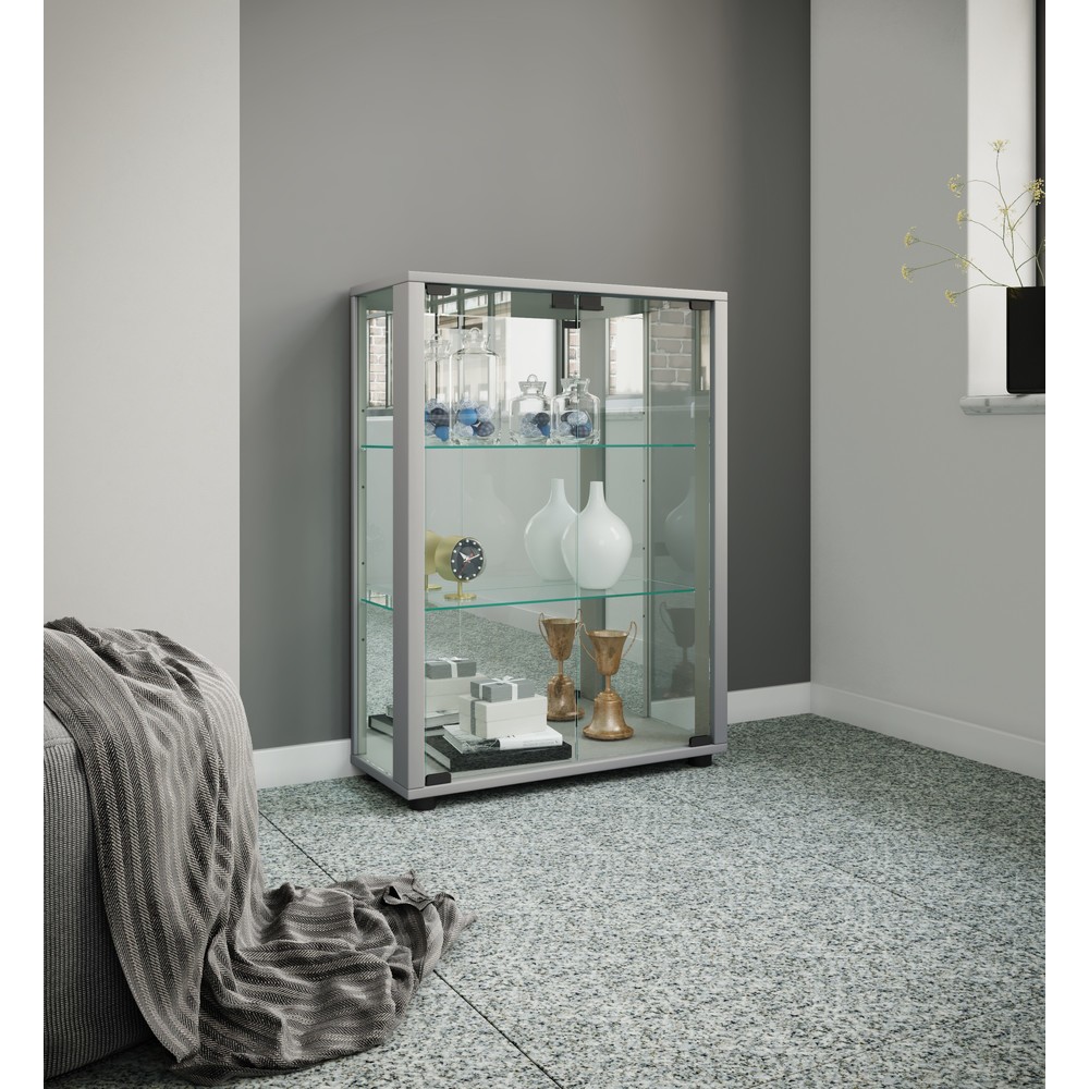 Immagine del prodotto n. 4: Vetrina da terra VCM Sintalo con specchio, inclusa Illuminazione LED, argento