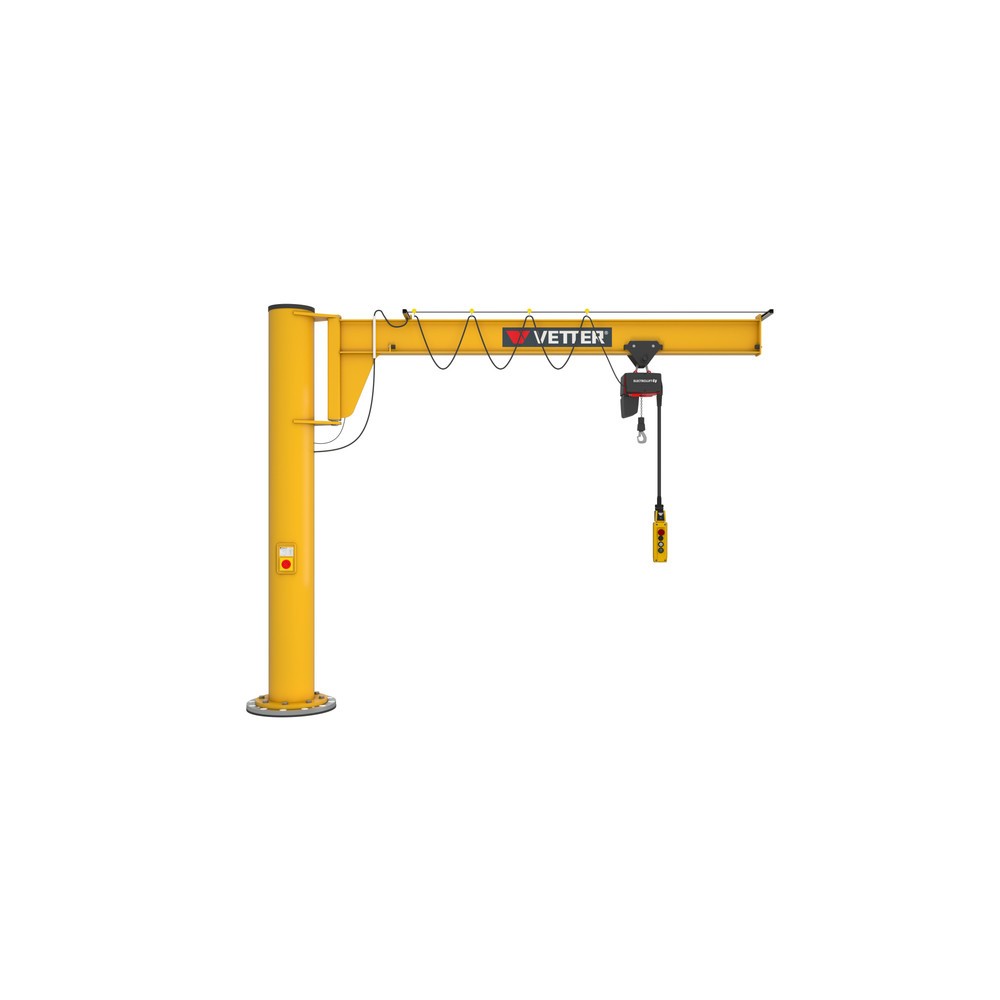Illustration du produit: VETTER® Potence, palan électrique à chaîne LIFTKET compris, version sur fût, construction basse, matériel de fixation inclus, portée 3 000 mm, capacité de charge 125 kg
