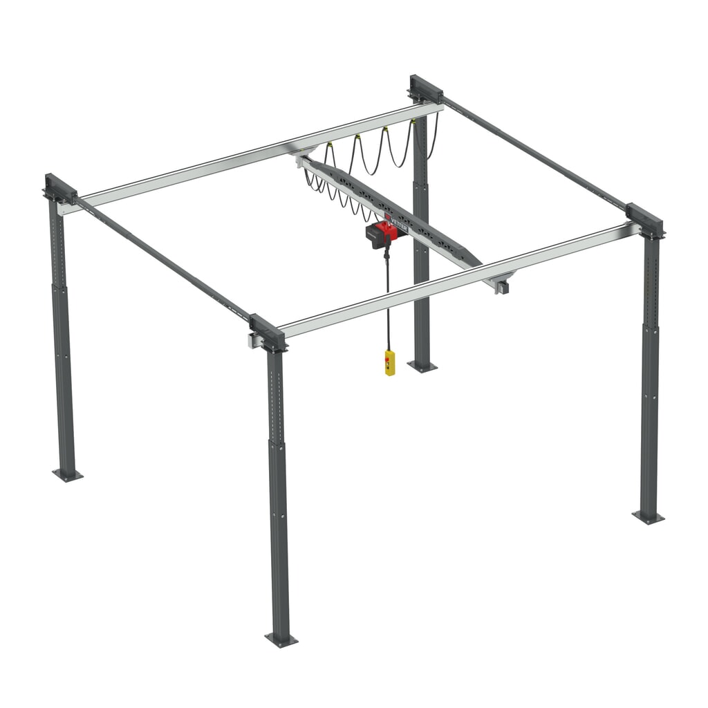 VETTER® Zweischienen-Portalkran ErgoLine®, Gesamtlänge 4m, TK 250 kg Produktabbildung Nr. 1: VETTER® Zweischienen-Portalkran ErgoLine®, Gesamtlänge 4m, TK 250 kg