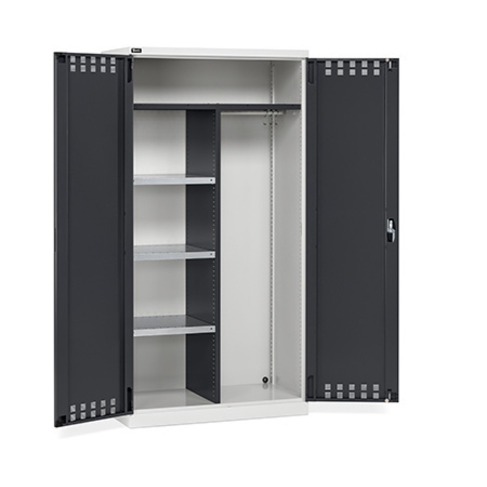 Číslo obrázka výrobku 1: Viacúčelová skriňa Fami PERFOM, tyč na oblečenie, 3 police, v × š × h 2 000 × 1 023 × 726 mm, svetlosivá, antracitová