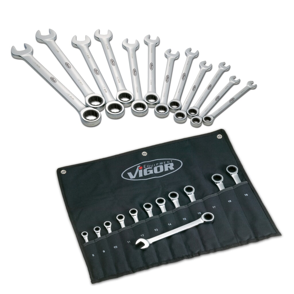 VIGOR® Doppel-Ringmaulschlüssel-Satz, 12-teilig Produktabbildung: VIGOR® Doppel-Ringmaulschlüssel-Satz, 12-teilig