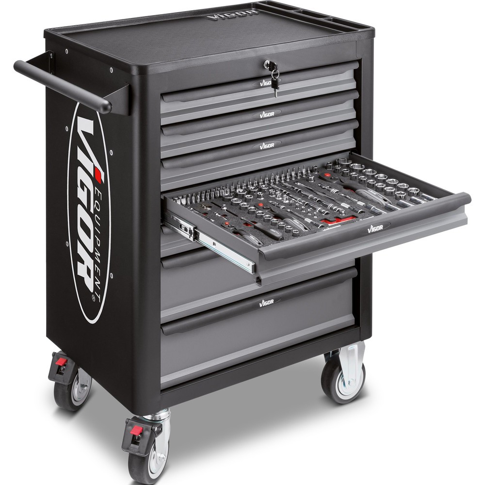 Produktabbildung: VIGOR® Werkzeugwagen 1000, 7 Schubladen, leer