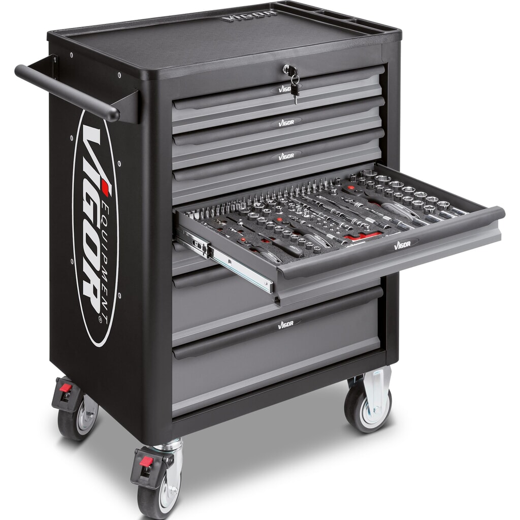 Produktabbildung: VIGOR® Werkzeugwagen 1000, 7 Schubladen, leer