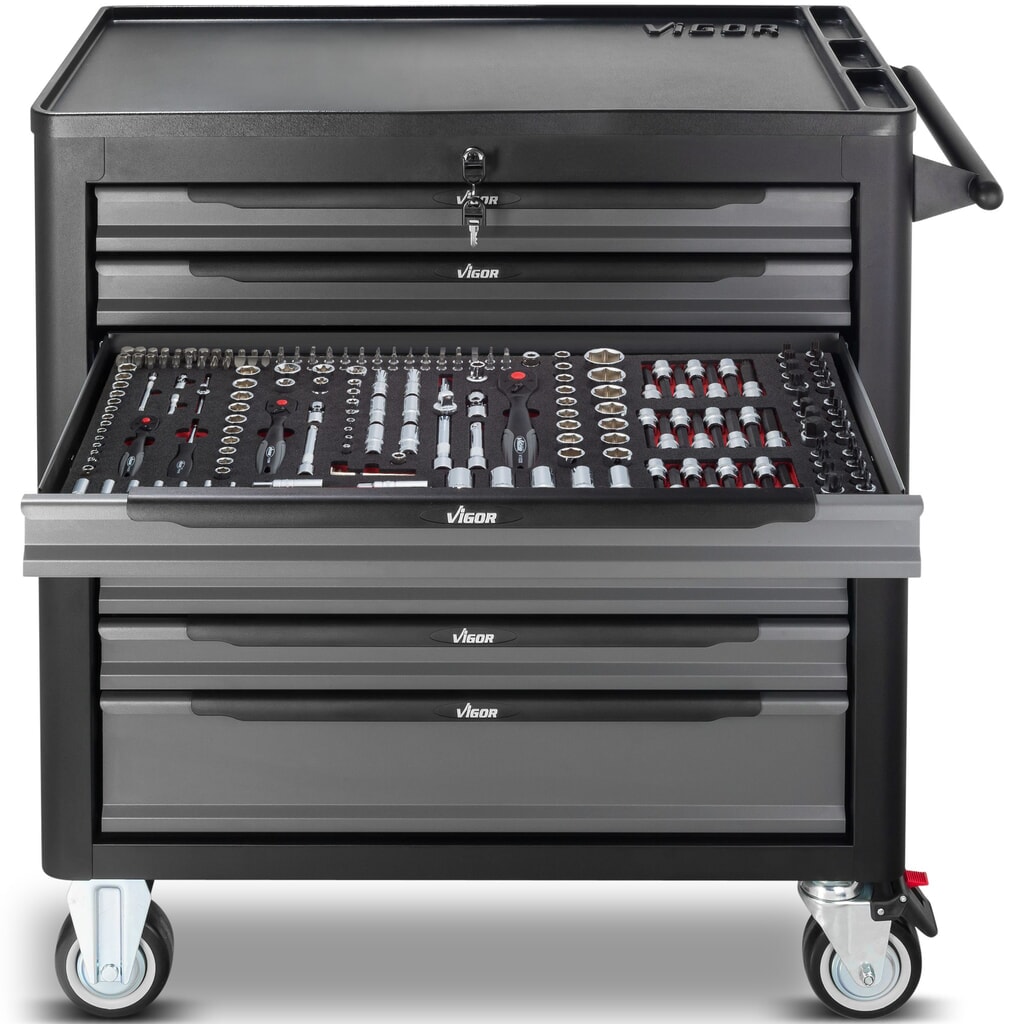 Produktabbildung Nr. 2: VIGOR® Werkzeugwagen 1000 XL, 8 Schubladen, inkl. 375-teiligem Werkzeugsortiment