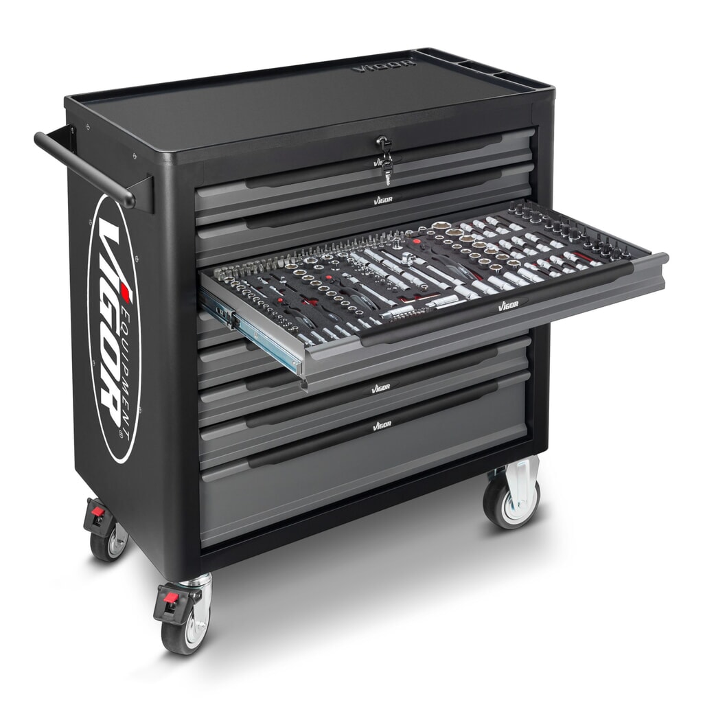 VIGOR® Werkzeugwagen 1000 XL, 8 Schubladen, leer Produktabbildung: VIGOR® Werkzeugwagen 1000 XL, 8 Schubladen, leer