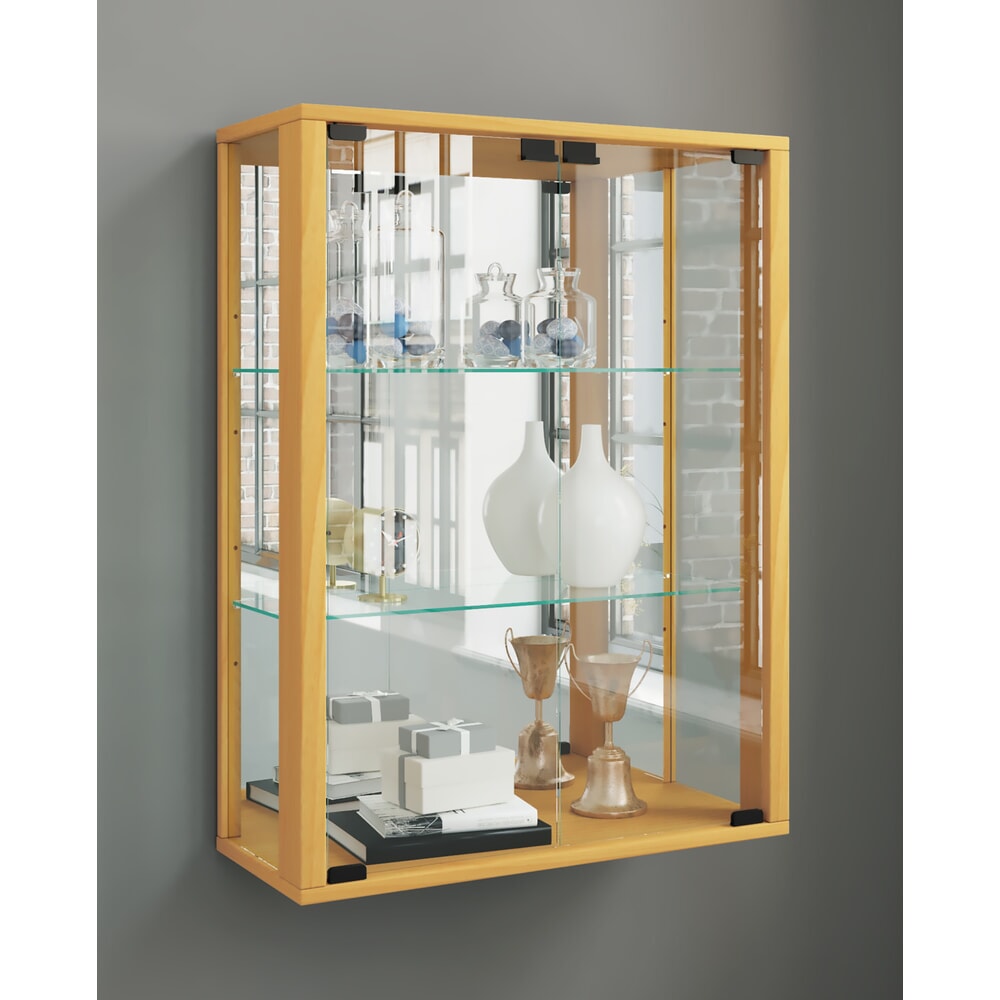 Número de imagen del producto 3: Vitrina de pared VCM Udina con espejo, incluye iluminación LED, haya