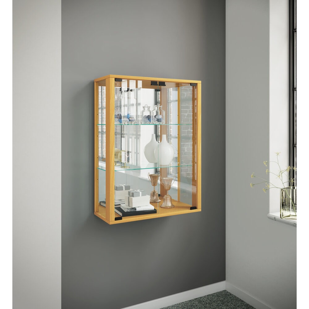 Número de imagen del producto 4: Vitrina de pared VCM Udina con espejo, incluye iluminación LED, haya