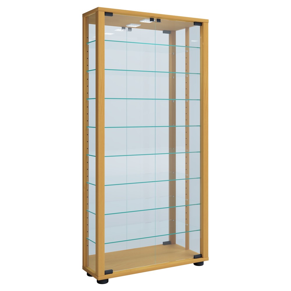 Obrázek produktu: VCM stojací vitrína Lumo Maxi se zrcadlem, vč. osvětlení LED, buk