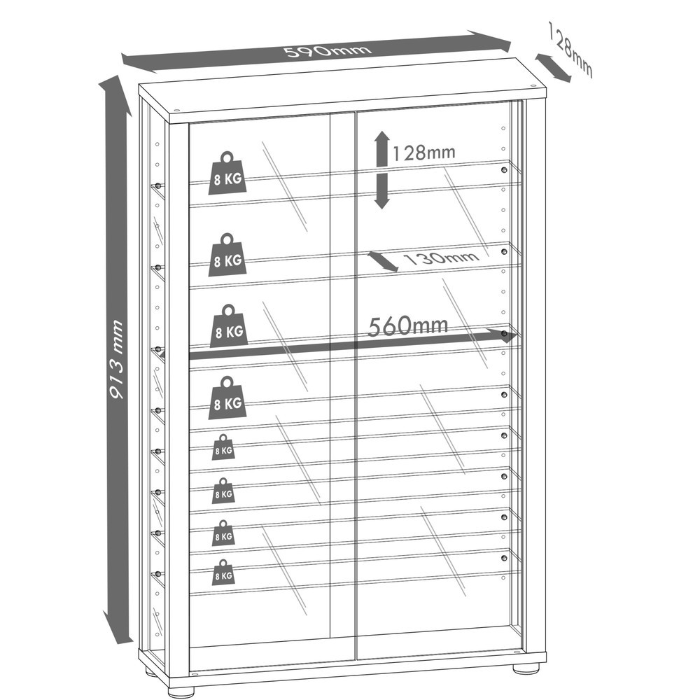 Número de imagen del producto 2: Vitrina vertical VCM Lumo Mini con espejo, incluye iluminación LED, blanco