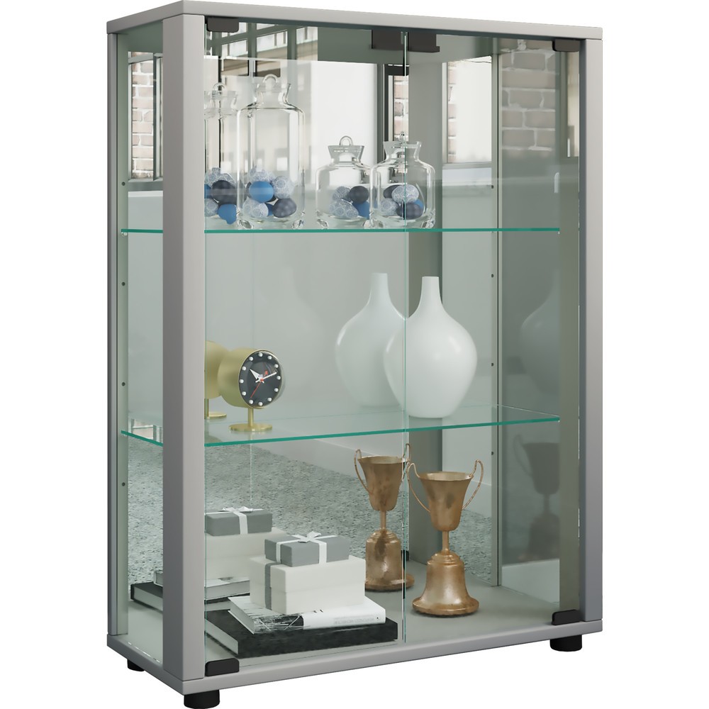 Número de imagen del producto 1: Vitrina vertical VCM Sintalo con espejo, plata