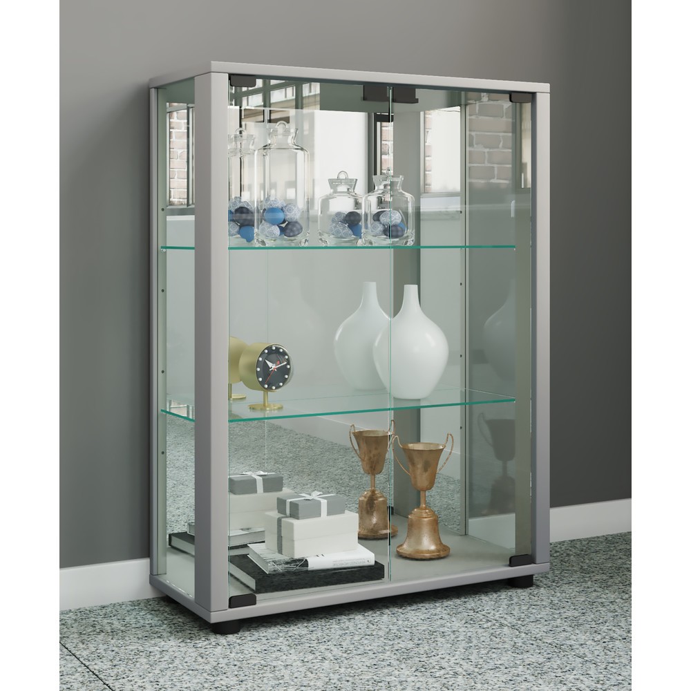 Número de imagen del producto 3: Vitrina vertical VCM Sintalo con espejo, plata