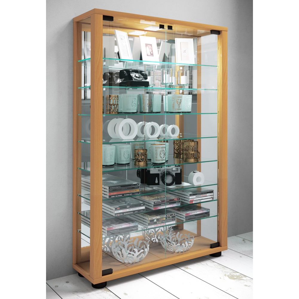 N° de l'image du produit 3 : Vitrine à poser VCM Lumo Mini avec Miroir, hêtre