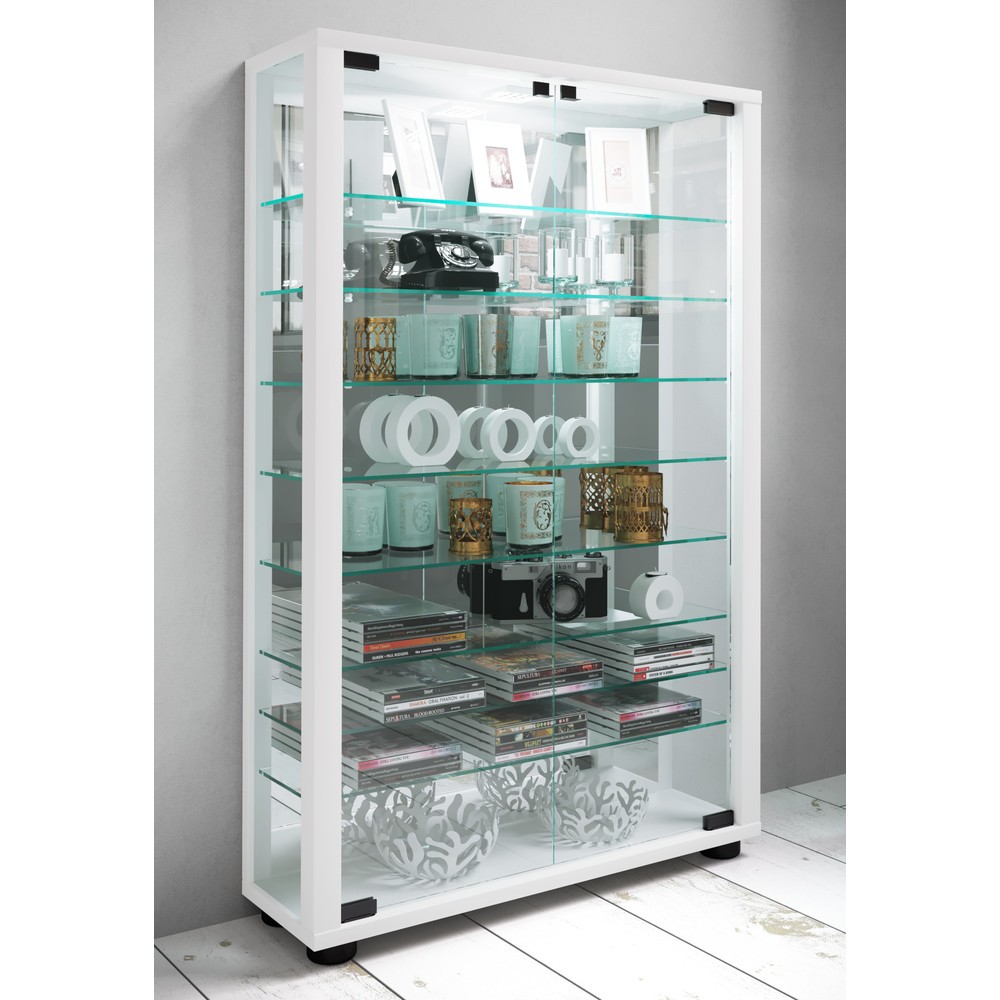 N° de l'image du produit 3 : Vitrine à poser VCM Lumo Mini avec Miroir, éclairage LED inclus, blanc